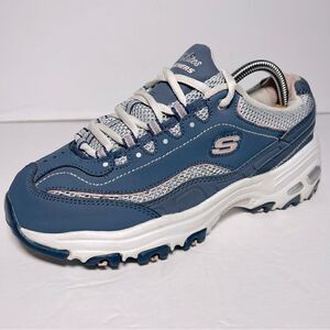 Sketchers Womens D'Lites Memory Foam Navy White Training Shoes 7.5